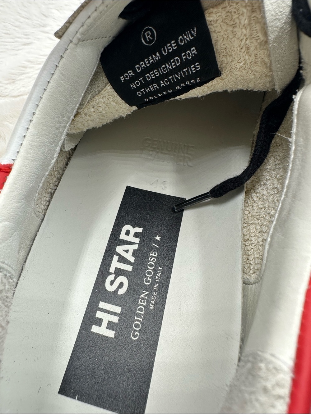 Golden Goose Hi Star White Blue Red Platform Sneaker Men’s size 44 US 11 - Picture 13 of 15